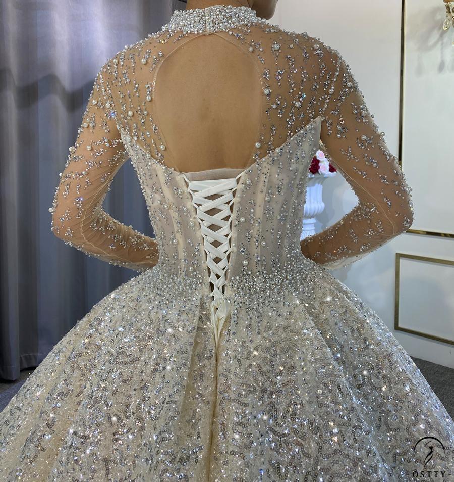 Royal Ballgown Wedding Dress with Beaded Lace